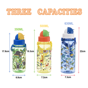 Botella de Agua Infantil EVEPURE de Plástico con Pajita de Silicona, Tritán Libre de BPA, Diseño de Dibujos Animados, Antiderrames, 350ml/500ml/630ml, para la Escuela y Viajes - Product Image 4