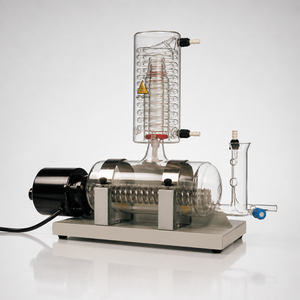 Unité de distillation simple en verre borosilicate de laboratoire avec chauffage métallique et contrôle thermostatique de la température pour eau de haute pureté - Product Image 2