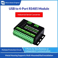 Módulo de Comunicación de Expansión con Convertidor USB de 4 Puertos RS485 de Grado Industrial Weixue, Montaje en Pared/Riel, Aleación de Aluminio