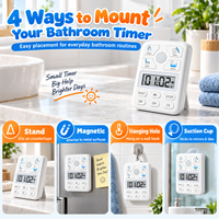 Minuteur numérique de routine pour enfants pour la salle de bain, avec affichage LCD, compte à rebours pour le brossage des dents, le lavage des mains, la douche, IPX4, personnalisable OEM