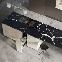 Plan de travail en quartz noir 2026, pierre artificielle aspect quartz et marbre pour cuisine