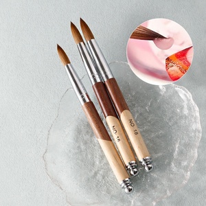 Pinceau à ongles en poils de Kolinsky pour acrylique, tailles 14, 16, 18, manche en bois, pinceau rond pour la décoration des ongles en acrylique - Product Image 2