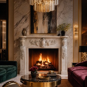 Customized Marble Fireplace Modern Hand Carved Luxury Classical Persia Beige Marble Fireplace Mantel Marble Fireplace Surround - Product Image 6