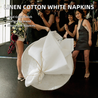 Serviettes de table jetables en mélange de lin et coton blanc de qualité supérieure, couleur unie, pour la maison, les avions, les mariages, les fêtes et les dîners.