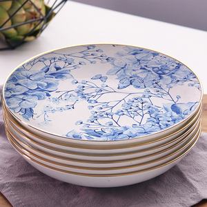 Ensemble d'assiettes en céramique hortensia européen Thème botanique Vaisselle en porcelaine osseuse pour restaurant et hôtel Banquet 4 pièces - Product Image 4