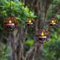Guirlande de Noël pour l'extérieur Lampe solaire Globe perlé Fil de cuivre Boule Bougeoir Fleurs artificielles-pour les décorations d'intérieur