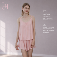 Ensemble de vêtements de nuit pour femmes en tricot slub certifié écologique, non toxique, avec col ras du cou, pour la chambre à coucher, la nuit et la relaxation