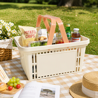 Panier de pique-nique extérieur grand format en PP, panier de courses portable en plastique durable pour transporter aliments, boissons et collations pour les voyages en camping