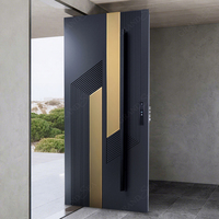 Porte d'entrée pivotante en aluminium, grande porte d'entrée moderne en acier pour villa, personnalisée et neuve