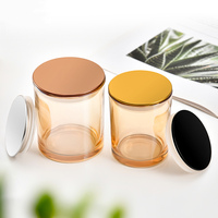 Frasco de Vidrio Ámbar Iridiscente de 9oz/10oz para Velas, Tapa Dorada, Reutilizable, Resistente al Calor, Alta Calidad, Logotipo Personalizado, Decoración Navideña