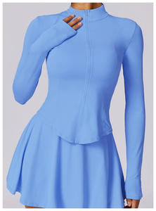 Conjunto de Yoga con Protección Solar UPF50+ UV, 2 Piezas, Chaqueta de Manga Larga y Falda de Tenis para Mujer, Transpirable, de Secado Rápido, Spandex N - Product Image 4