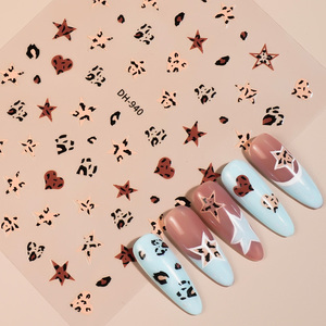Automne <span class=keywords><strong>hiver</strong></span> léopard étoile coeur ongles autocollants coloré Nail Art décalcomanies auto-adhésif manucure décoration - Product Image 2