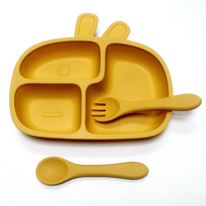 Children's Silicone <b>Large</b> Suction Cup Food <b>Tray</b> Pure Color Eco-friendly Silicone Tableware Baby Feeding Compartment <b>Tray</b> - Product Image 4