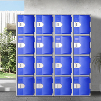 Casilleros Exteriores de Plástico Resistente Toppla HDPE con Cerradura Electrónica Tipo Máquina Expendedora, Resistentes a la Intemperie, 14 Compartimentos