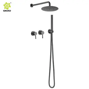 Bathroom 304 stainless stain two function hot cold wall mount shower faucet for bathroom set black bath