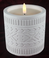 Bougie pilier LED en ciment blanc gaufré, flamme vacillante, lampe décorative électronique pour la décoration de la maison
