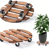 Support de plante roulant robuste avec roues de caddie de plantes en bois grands pots de fleurs intérieurs/extérieurs et jardinières roulettes verrouillables en métal