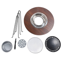 Mesa de té redonda multifuncional de madera para asar a la parrilla, mesa de comedor moderna para interiores y exteriores, para balcón y jardín