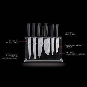 <span class=keywords><strong>Noir</strong></span> Center-Ville Magnétique Couteau Bloc Universel De Stockage Pour jusqu'à 16 - 18 Couverts Teinté Ébène Rouge Chêne et Acrylique Bouclier - Product Image 4