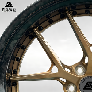 Ruedas <span class=keywords><strong>de</strong></span> aleación forjadas <span class=keywords><strong>de</strong></span> 2 piezas <span class=keywords><strong>de</strong></span> la fábrica SenYao, centro dorado, borde <span class=keywords><strong>de</strong></span> fibra <span class=keywords><strong>de</strong></span> carbono, tornillos negros para modelos personalizados, PCD 5x114.3 5x120 - Product Image 5