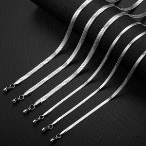 PVD 18K oro Metal Color chapado Hip Hop 2mm 3mm 4mm 5mm 6mm ancho 304 Acero inoxidable plano serpiente hueso cadena collar - Product Image 6