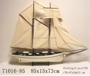 Modelo de barco de vela de madera, 85cm de longitud, blanco, Francia