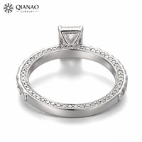 Bague de fiançailles vintage en argent sterling 925 avec diamant de laboratoire taille radiant certifié IGI GIA et gravure filigrane