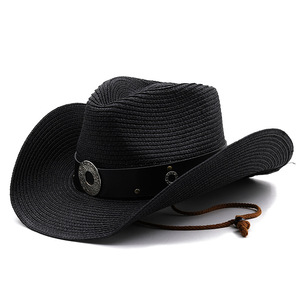หมวก<span class=keywords><strong>คาวบอย</strong></span>สานจากฟางธรรมชาติแบบยูนิเซ็กซ์รุ่นใหม่ พร้อมสายหนังสีดำและตกแต่งด้วยโลหะอย่างประณีต เหมาะสำหรับการเดินทางแบบสบายๆ - Product Image 4