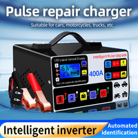 Chargeur de Batterie Intelligent Haute Puissance 12V/24V Entièrement Automatique pour Voitures, Camions, Scooters, Bateaux avec Affichage LED pour Prises UE US