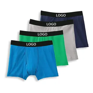 Venda quente 2023 Roupa Interior dos homens Boxer Cuecas Algodão Logotipo Personalizado 3 Polegada Inseam Longo Homens Roupa Interior Boxer Roupa Interior Para Homens