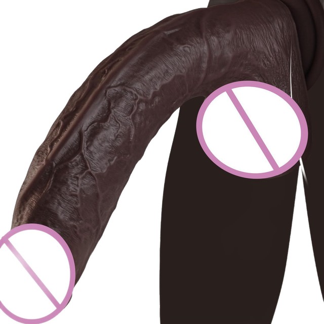 11 Inches Monster Huge Male Dildo Realistic Black Flesh Color Soft Liquid Silicone Sex Toy for Adult Use Coffee Design