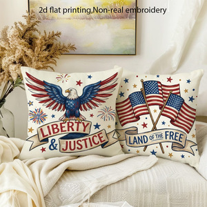 Independence Day Pillowcase <b>Set</b> <b>Square</b> Washable American Style Decorative Throw Pillows For Living Room Holiday Decoration - Product Image 3