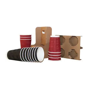 Disposable Water Based Lined Kraft Paper Double Wall Coffee Cup Plastic Free Paper Coffee Cups For Hot