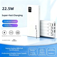Batterie externe en plastique certifiée 3C, charge super rapide 22,5 W, 10000/20000 mAh, sortie Type-C à charge rapide