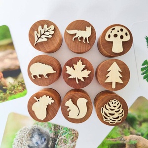 Trẻ em bằng gỗ playdough tem công cụ động vật dấu chân bằng gỗ đất sét playdough công cụ học tập sớm Đồ chơi Stamp Set - Product Image 6