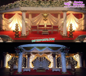 Exclusivo Escenario Mandap Jali Dorado para Bodas, Fabricante de Mandaps Dorados para Bodas Indias, Mandaps de FRP para Bodas del Sur de la India, Reino Unido - Product Image 5