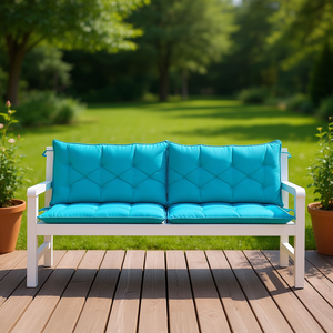 Juego de Cojines para Banco de Jardín Turquesa, 100% Poliéster, Resistentes al Agua, Extraíbles, Lavables, Rectangulares, para Todas las Estaciones - Product Image 2