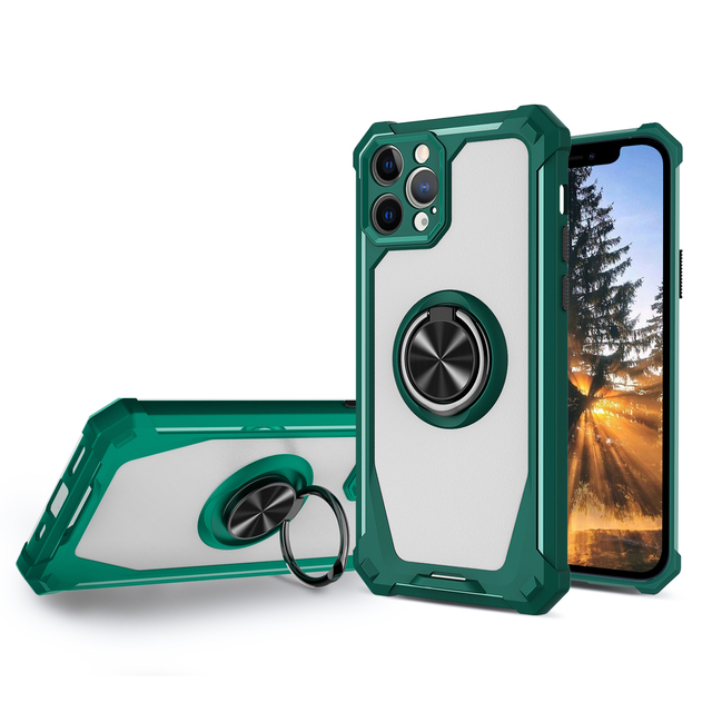 Anti Shock Armor Casing With Magnetic Car Mount Tpu Pc Hybrid Cover for iPhone 13 12 Folding Ring Kickstand Mobile Case