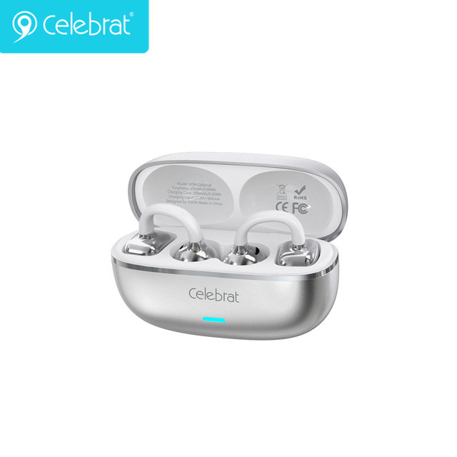 Open Ear Wireless Clip-On Earbuds V5.4 IPX-4 Waterproof Digital Display Touch Control JL AAC Sports Earphones 4-5 Hours Playtime