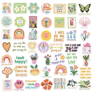 50pcs Pink Green Encouragement <strong>Preppy</strong> Inspirational <strong>Stickers</strong>,Motivational Aesthetic <strong>Stickers</strong>,Vinyl Waterproof - Product Image 3