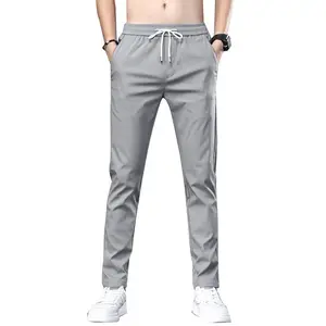 Classic Style Spring Summer Thin Casual Business Fashion Khaki Straight Trousers Male Brand Light Grey Pants