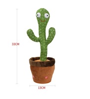 Jouet cactus électrique parlant et dansant avec lumière, pot de fleurs en peluche douce, cadeau de Noël brodé