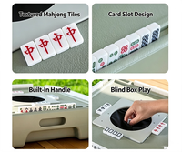 Table de Mahjong portable sans alimentation, avec mélangeur manuel, jeu de Mahjong chinois 144 pièces pour pique-nique, camping et divertissement