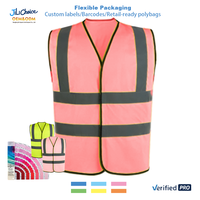 J&L 2025 OEM Pink Safety Vest Kids Equipment Waterproof Raincoat Protective Vest Jacket Reflective Rain Coat Safety Clothing