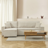 Sofá Cama Convertible Reversible con Almacenamiento, Sofá Moderno en Forma de L de Tela de Terciopelo para Sala de Estar, Relleno de Espuma