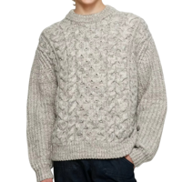 Pull-over Homme Col Rond en Coton Tressé Anti-Plis Style Preppy Hiver Standard, Vente en Gros Personnalisée
