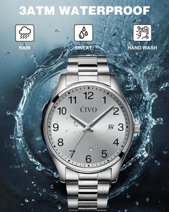 นาฬิกาข้อมือผู้ชาย <span class=keywords><strong>CIVO</strong></span> สแตนเลสสตีล ดีไซน์สวยงาม กันน้ำ 3BAR ระบบควอตซ์ หน้าปัดอะนาล็อก กระจกเรืองแสง ขนาด 41 มม. สายแบบหัวเข็มขัด แฟชั่น - Product Image 4