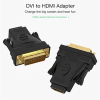 Convertidor de 1080P chapado en oro, convertidor DVI macho 24 1 A HDMI hembra, Adaptador convertidor