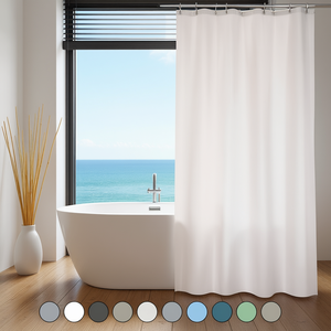 Cortina de Ducha de Poliéster Blanca 240x200 cm, Impermeable, para Baño - Product Image 3