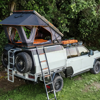 Tente de toit rigide pour voiture, 2, 3 ou 4 personnes, toutes saisons, pour le camping et l'overlanding, tente de toit rigide pop-up pour voiture 4x4 avec échelle